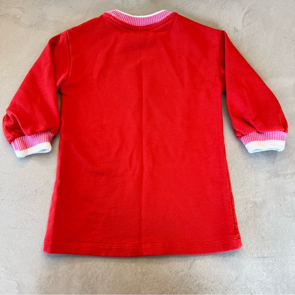 Hanna Andersson Long Sleeve French Terry Dress Red with Pink 3T - Picture 6 of 9
